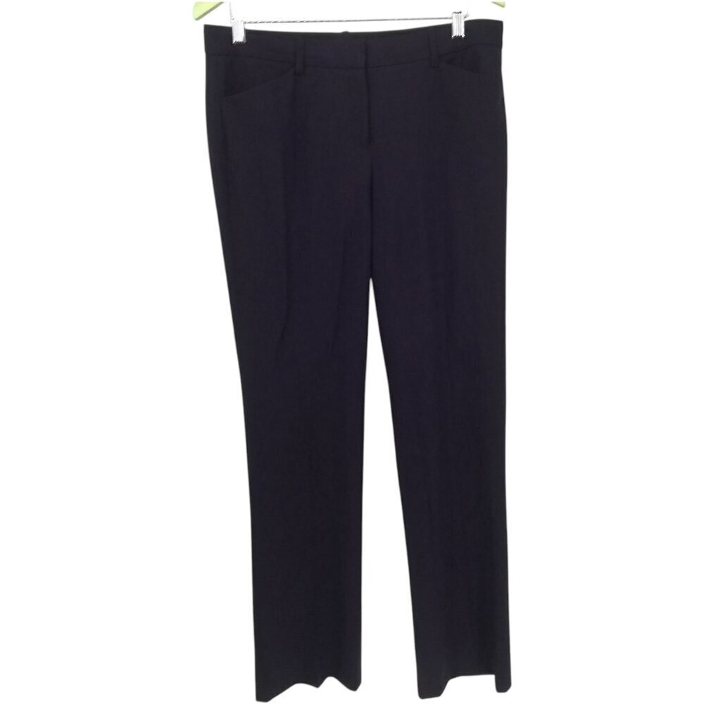 Thoery Wool Blend Navy Blue Flat Front Dress Pants Size 10 Career Stretch Pocket